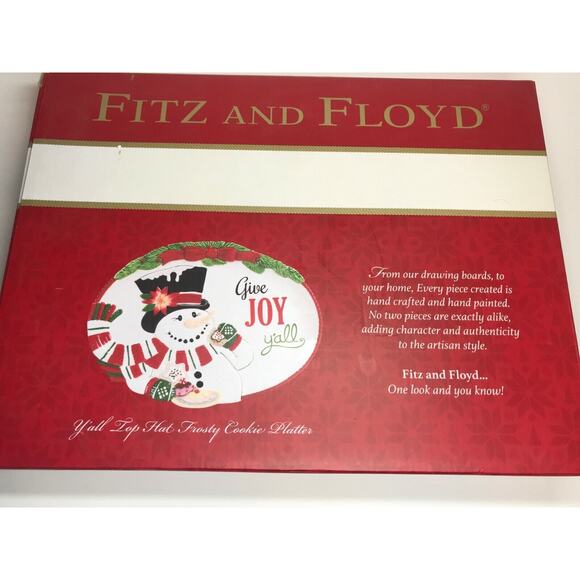 Fitz & Floyd "Give Joy Y'all" Frosty Snowman Cookie Platter - Southern Christmas - Picture 5 of 5